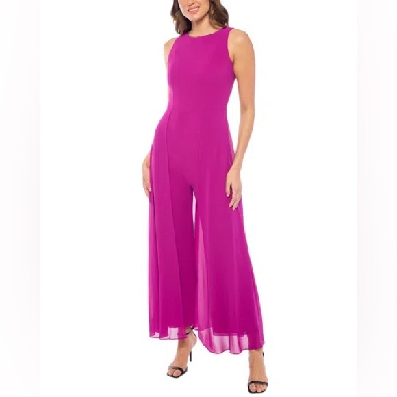 Elegant Chiffon Overlay Crepe Jumpsuit